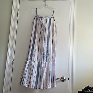 Striped Glorious Sunshine dress by Roxy, midi. Gauze texture.